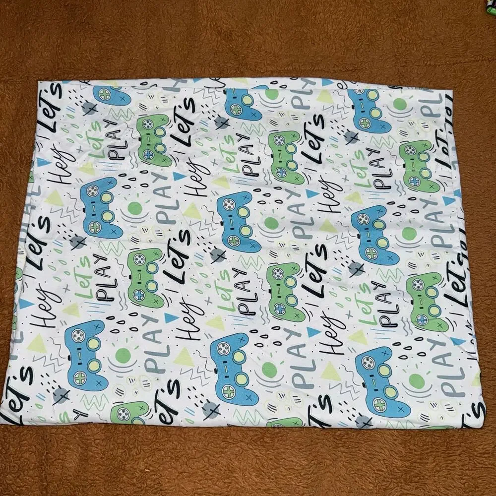 Video Game Twin Fitted Sheet & Pillowcase Set Game Controller Let’s Play Bedding